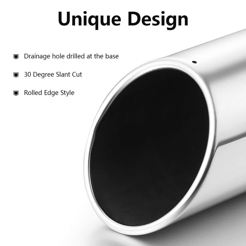 A-KARCK Exhaust Tip 2.5 Inch Inlet, 2.5â€ Inlet 4â€ Outlet 12â€ Long Stainless Steel Polished Finish Muffler Tip For Car Tailpipe, Bolt On Design - Image 5